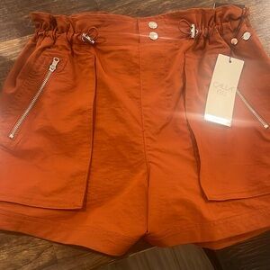 CALIA Journey Collection High-Rise Woven Paperbag Shorts - Caramelized Walnut